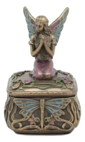 Ebros Art Nouveau Dragonfly Whisperer Fairy Fae Secret Jewelry Box 3.5"H Trinket - Image 3