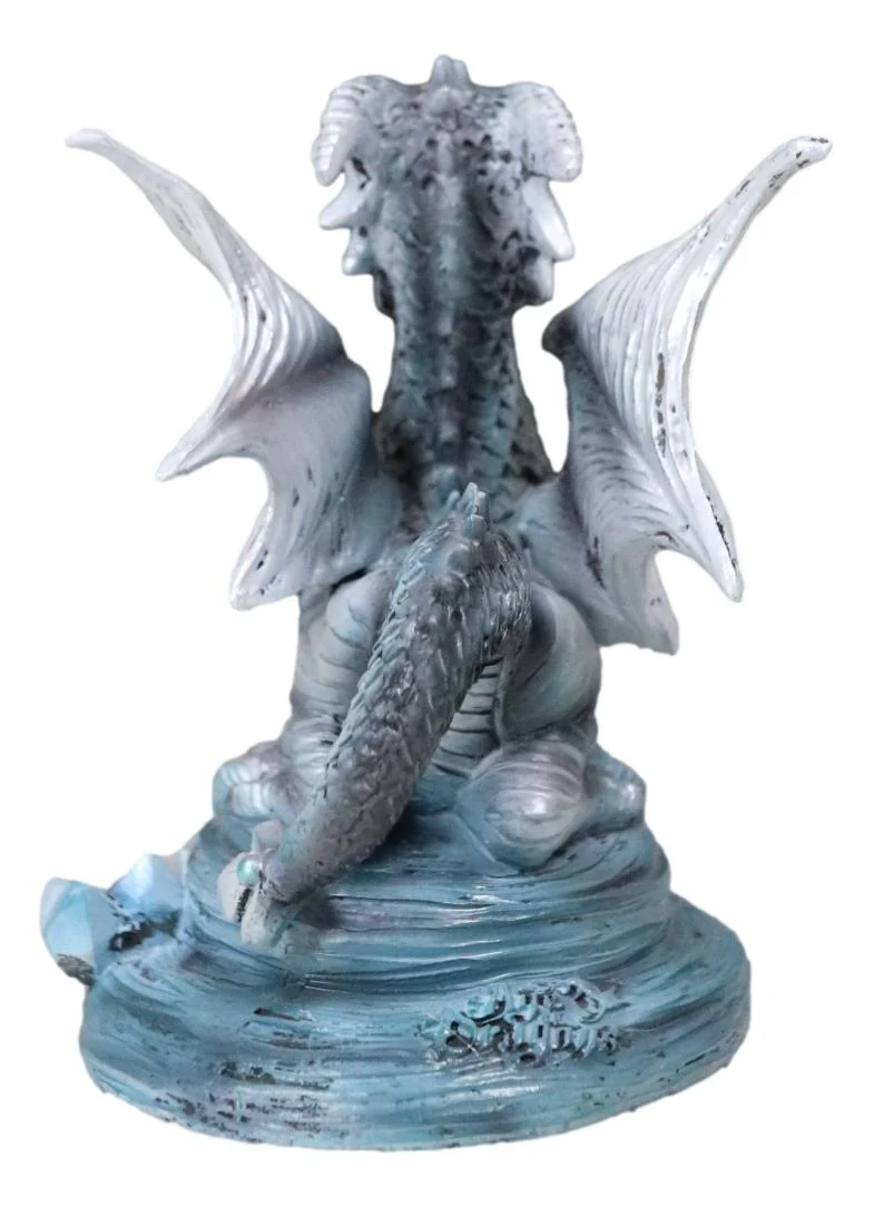 Ebros Baby Blue Sea Rock Dragon Wyrmling Collectible Statue 4.25" Long Figurine - Image 4