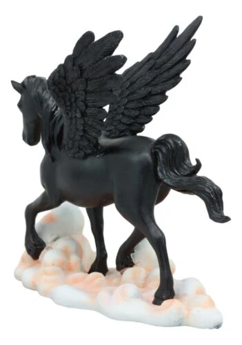 Ebros Black Pegasus Horse Flying Over Clouds of Olympus Figurine 7" H Greek Mythology Decor Statue for Desk or Shelf Decorative Sculpture Fantasy Gifts for Girls Women - Image 3