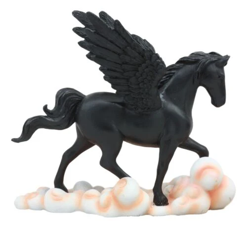 Ebros Black Pegasus Horse Flying Over Clouds of Olympus Figurine 7" H Greek Mythology Decor Statue for Desk or Shelf Decorative Sculpture Fantasy Gifts for Girls Women - Image 5