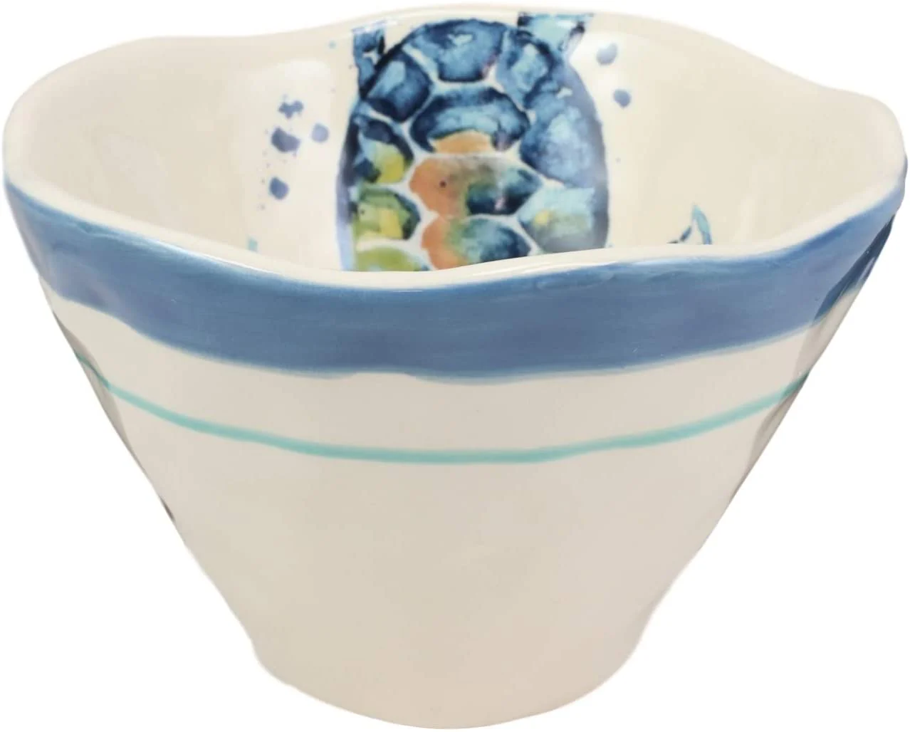 Ebros Blue And White Sea Turtle Ceramic Dinnerware (Small Soup Bowl, 1 PC) - Image 2