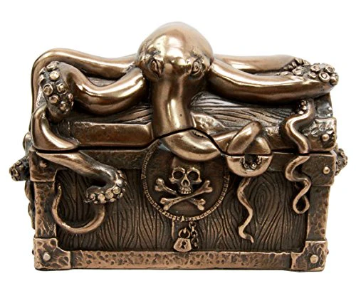 Ebros Deep Sea Kraken Octopus Skull Treasure Jewelry Decorative Box Figurine - Image 2