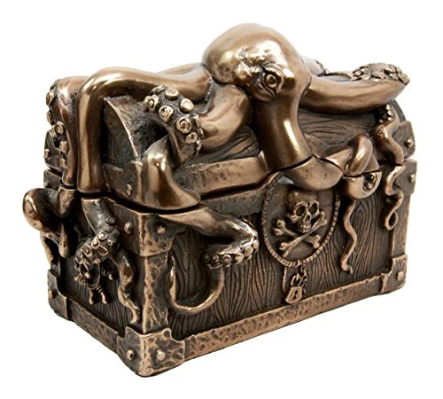 Ebros Deep Sea Kraken Octopus Skull Treasure Jewelry Decorative Box Figurine - Image 3