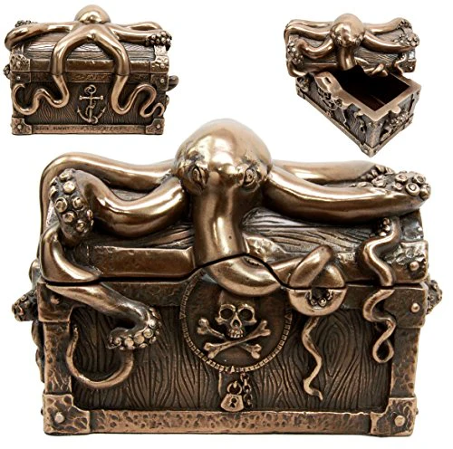 Ebros Deep Sea Kraken Octopus Skull Treasure Jewelry Decorative Box Figurine - Image 5