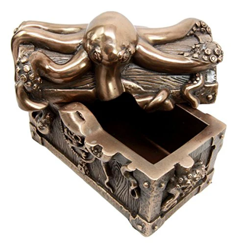 Ebros Deep Sea Kraken Octopus Skull Treasure Jewelry Decorative Box Figurine - Image 6