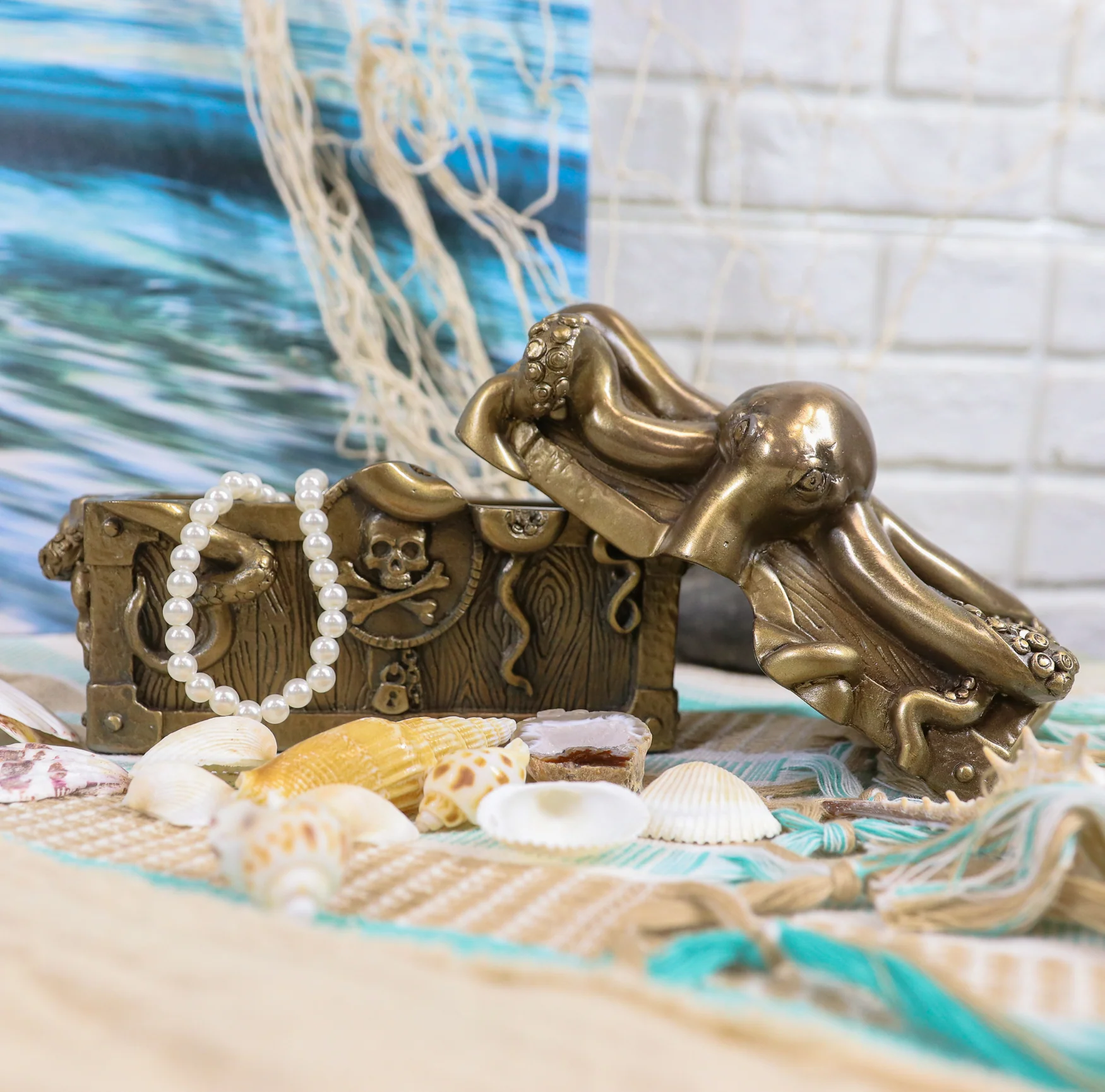Ebros Deep Sea Kraken Octopus Skull Treasure Jewelry Decorative Box Figurine - Image 8