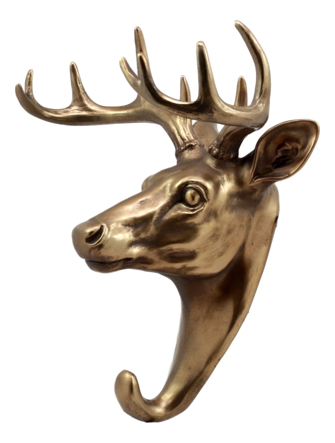 Ebros Bronzed 10 Point Buck Deer Bust Wall Hook Hanger Hunter's Game Trophy Taxidermy - Image 4