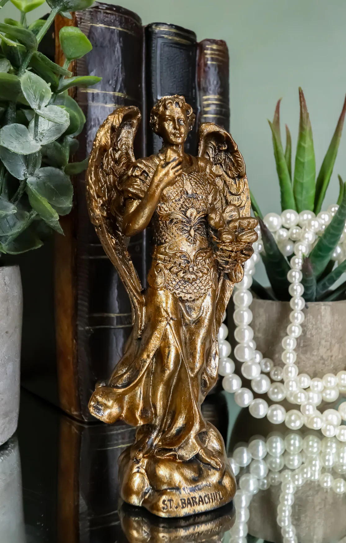 Ebros Bronzed Archangel Saint Barachiel Statue Blessings Of God 5"H Figurine - Image 4