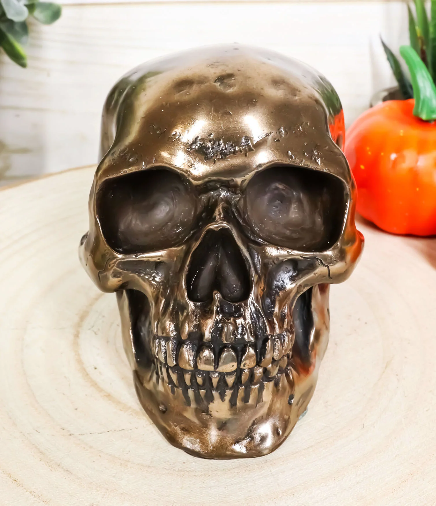 Ebros Bronzed Homosapien Skull Figurine 4.5"L Miniature Halloween Collectible - Image 5