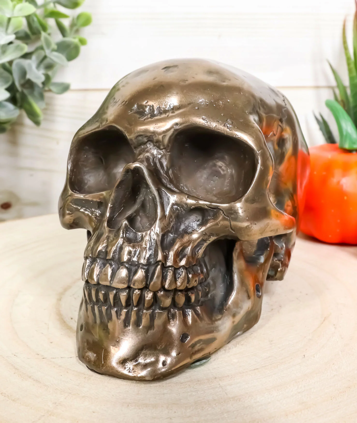 Ebros Bronzed Homosapien Skull Figurine 4.5"L Miniature Halloween Collectible - Image 7