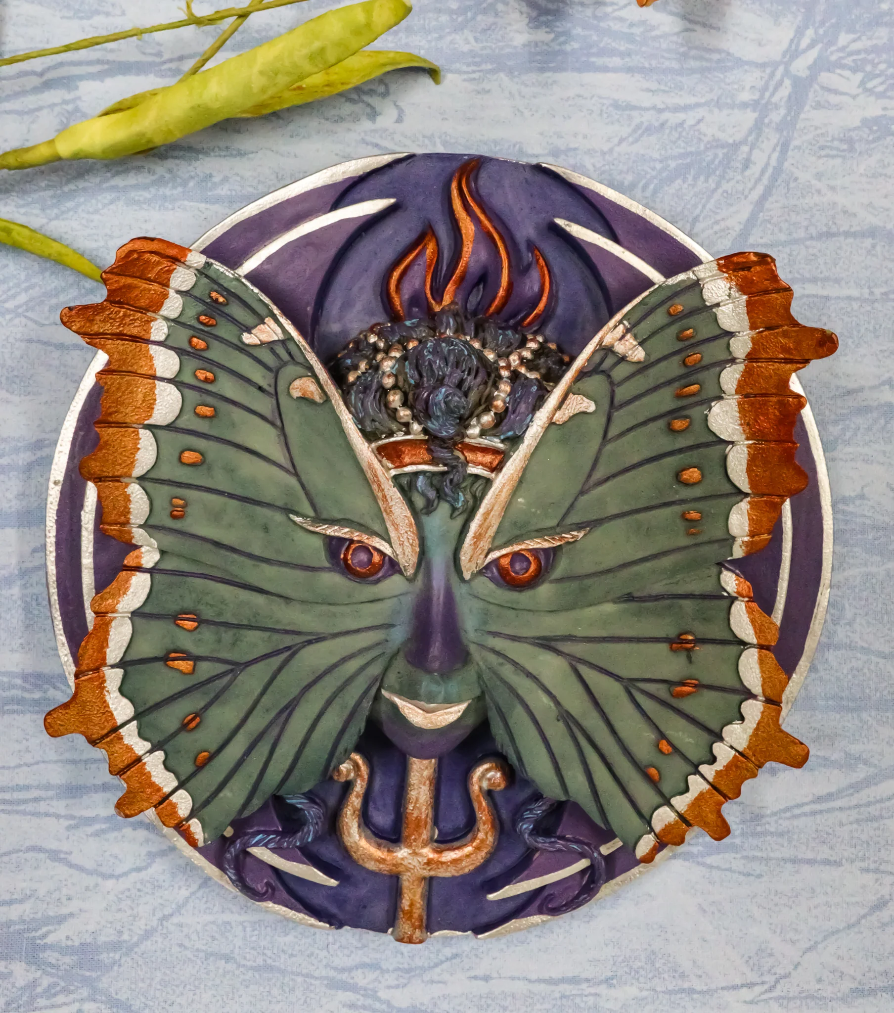 Ebros Butterfly Metamorphosis Psyche Spirit Goddess Decor Wall Plaque 5.25" Diameter Wiccan Wicca Art Decorative Sculpture by Oberon Zell - Image 8