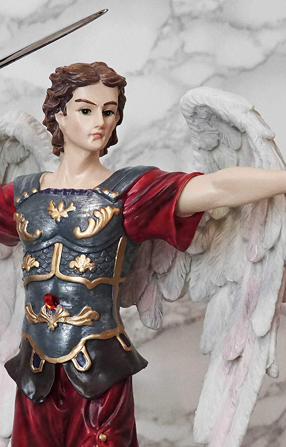Ebros Byzantine Archangel Saint Michael with Brass Name Plate Wooden Base 12.5"H - Image 5