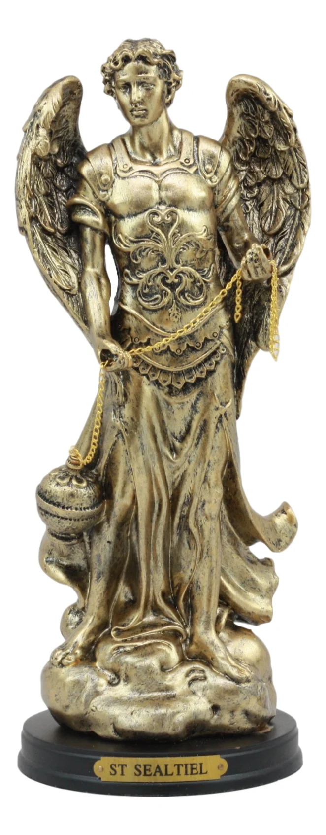 8"H Saint Sealtiel Archangel Resn Figurine Salulation And Prayer Of God Catholic - Image 4