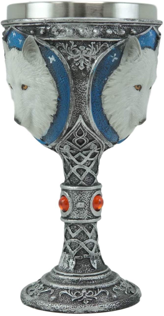 Ebros Celtic Direwolf White Snow Wolf 16oz Wine Goblet Chalice - Image 4