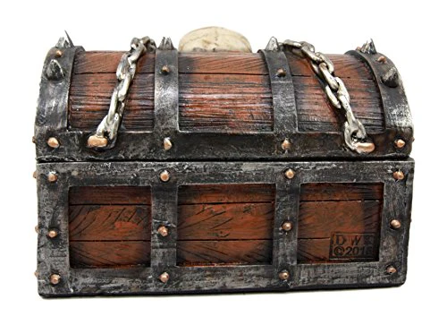 Ebros Chained Skull On Pirate Treasure Chest Jewelry Trinket Box 6" Wide - Image 5