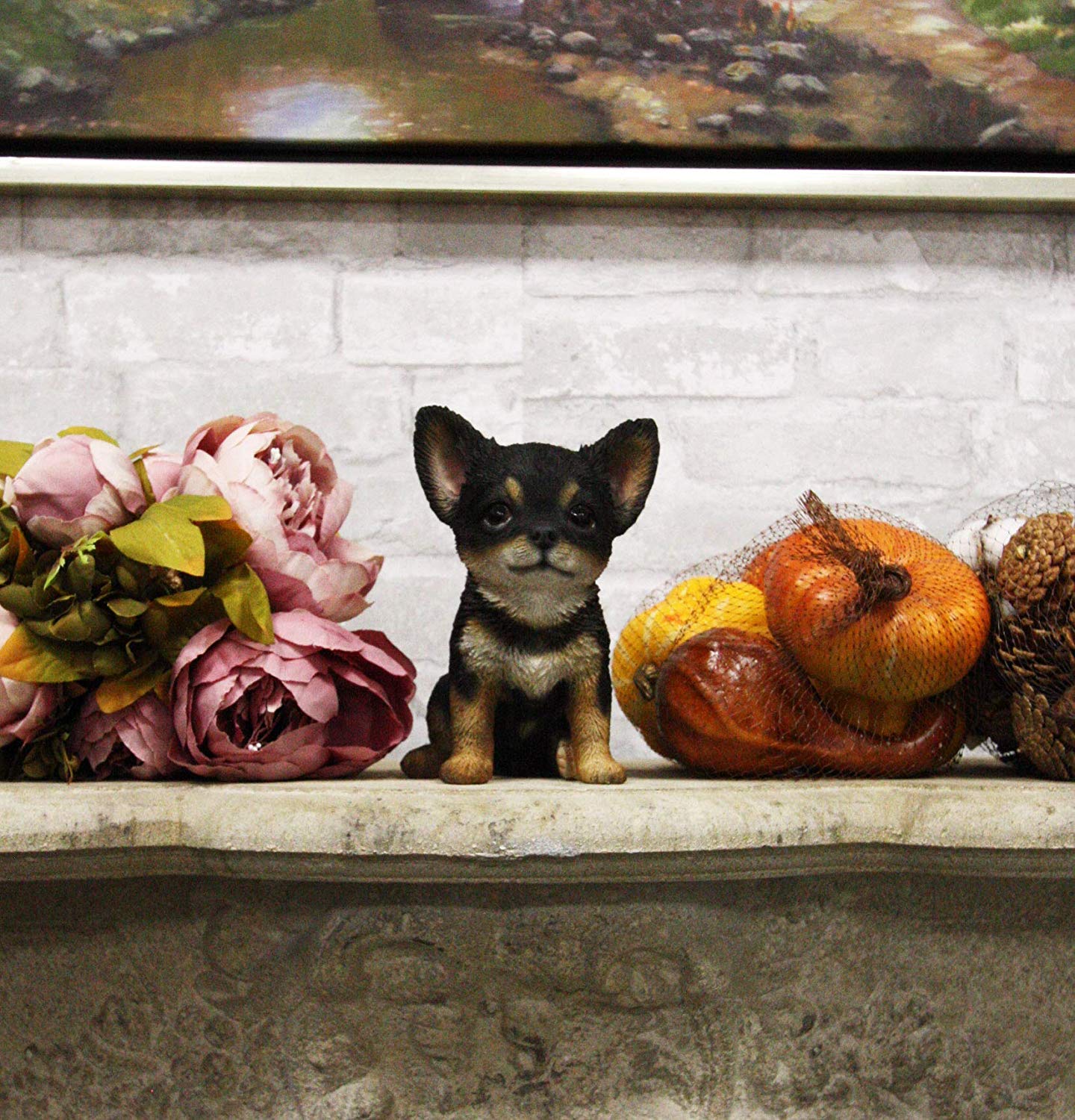 Ebros Chihuahua Dog Puppy Sitting Statue 6.25" High with Glass Eyes Figurine - Image 9