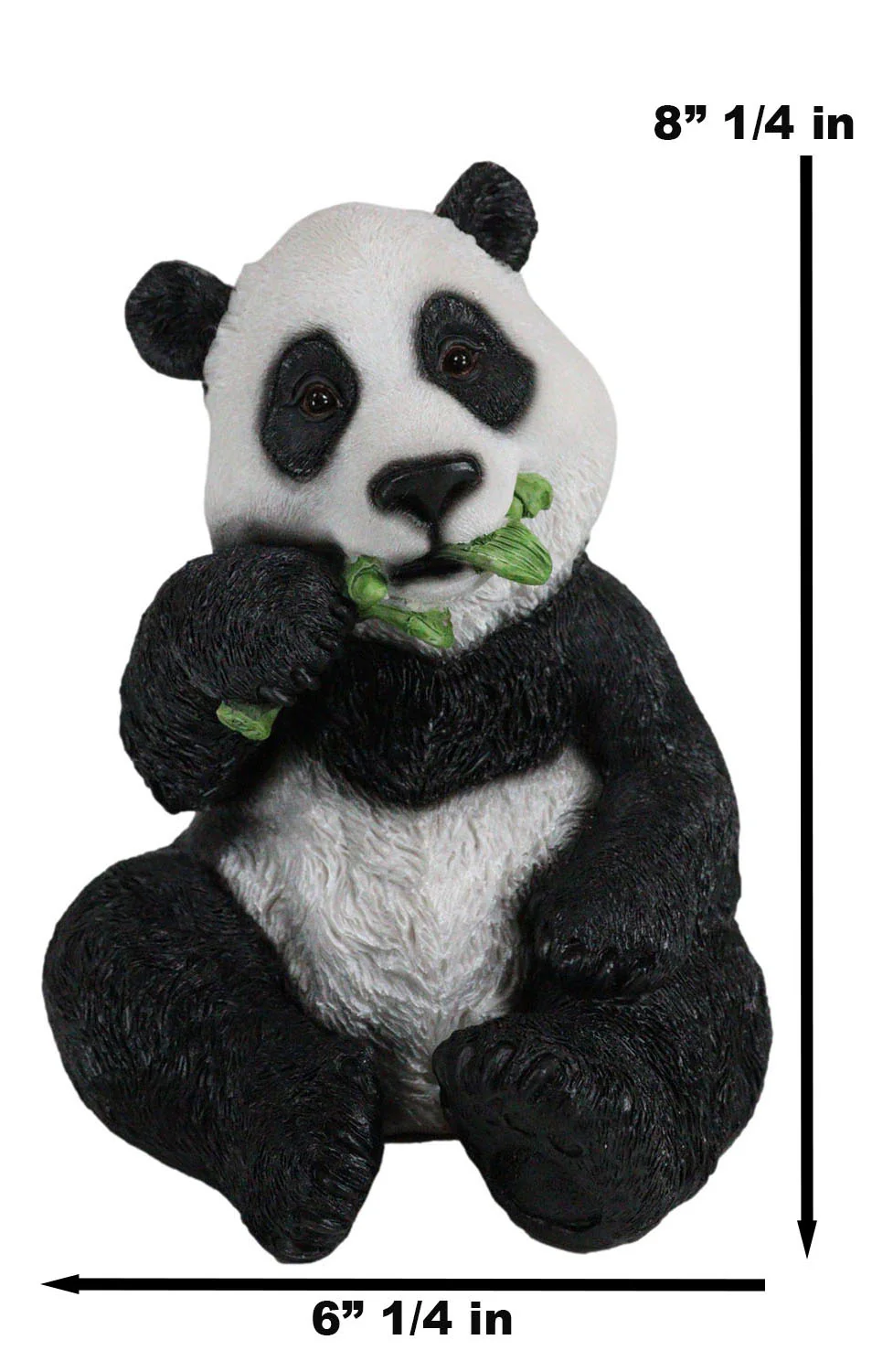 Ebros China Giant Panda Bear Eating Bamboo Statue 8.25" H with Glass Eyes - Image 4