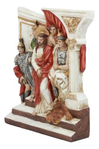 Ebros Christian Catholic Stations of The Cross Statue Or Wall Plaque Way of The Sorrows Via Crucis Jesus Christ Path to Calvary Crucifixion Decor Figurine (Station 1 Jesus is Condemned to Death) - Image 2