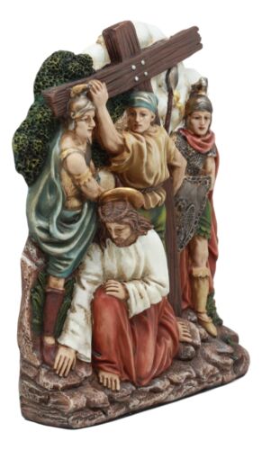 Ebros Christian Catholic Stations of The Cross Statue Way of The Sorrows Via Crucis Jesus Christ Path to Calvary Crucifixion Decor Figurine (Station 5 Jesus is Helped by Simon of Cyrene) - Image 2