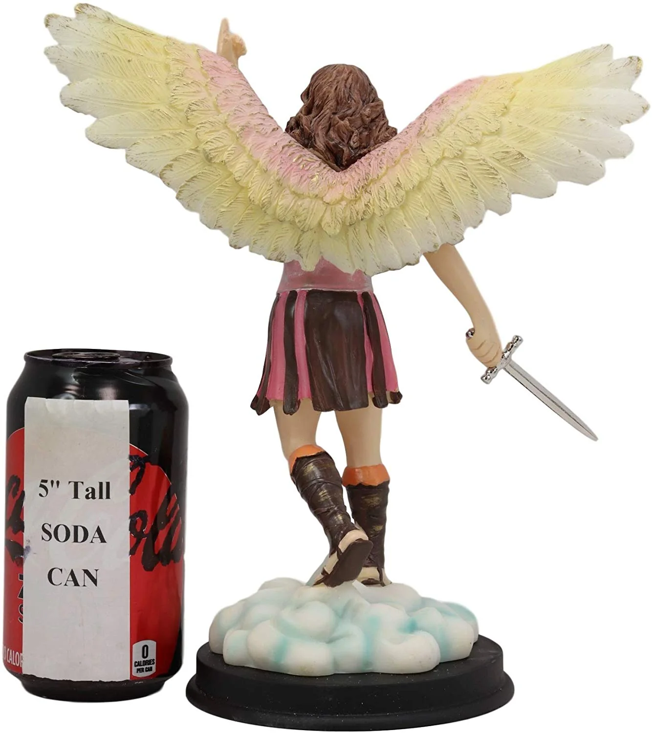 Catholic Church Colorful Archangel Chamuel With Red Heart And Sword Statue 10"H - Image 4