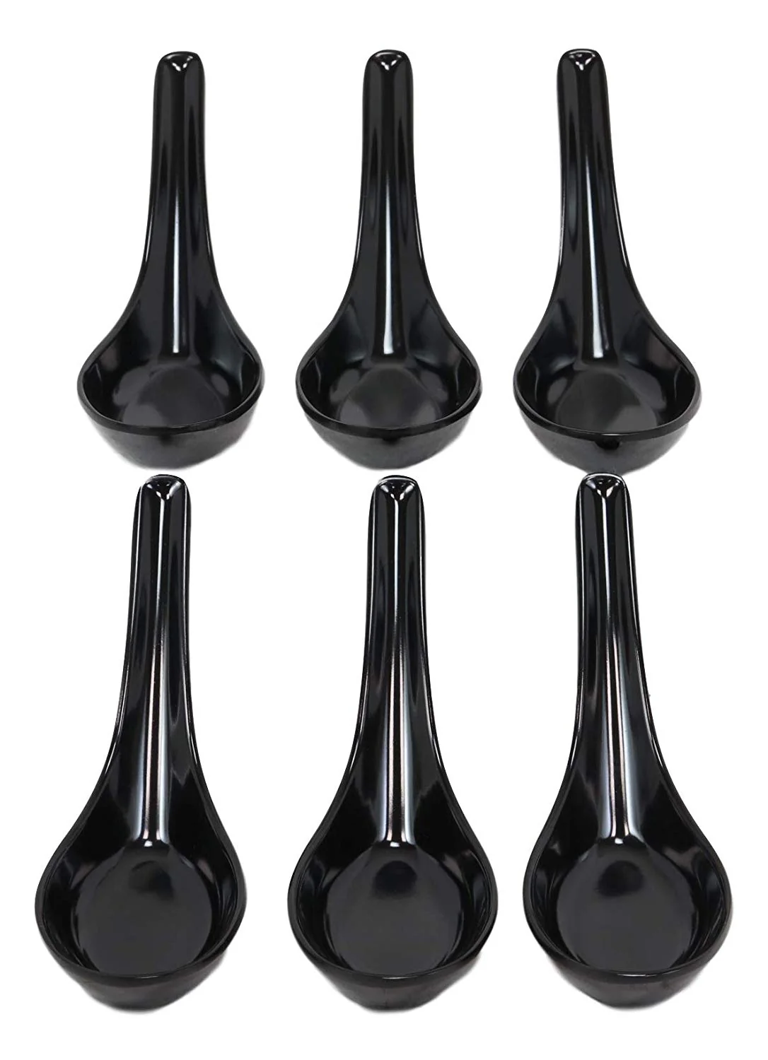 Glossy Black Melamine Soup Spoons Pack Of 6 Set Restaurant Supply Food Spoon - Image 2