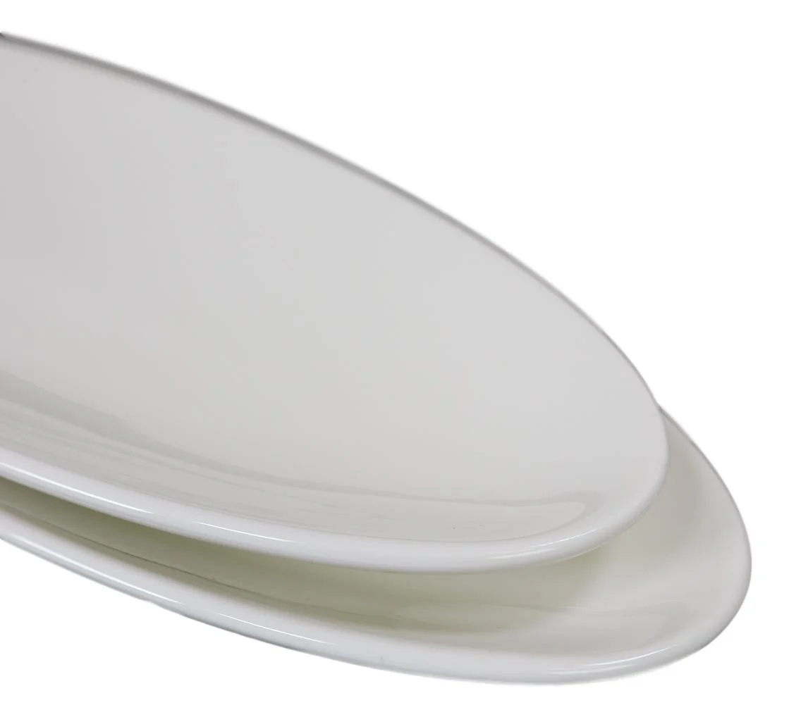 Contemporary Sleek Style White Porcelain Oval Plate Serving Platter 16"L 3 Pack - Image 7