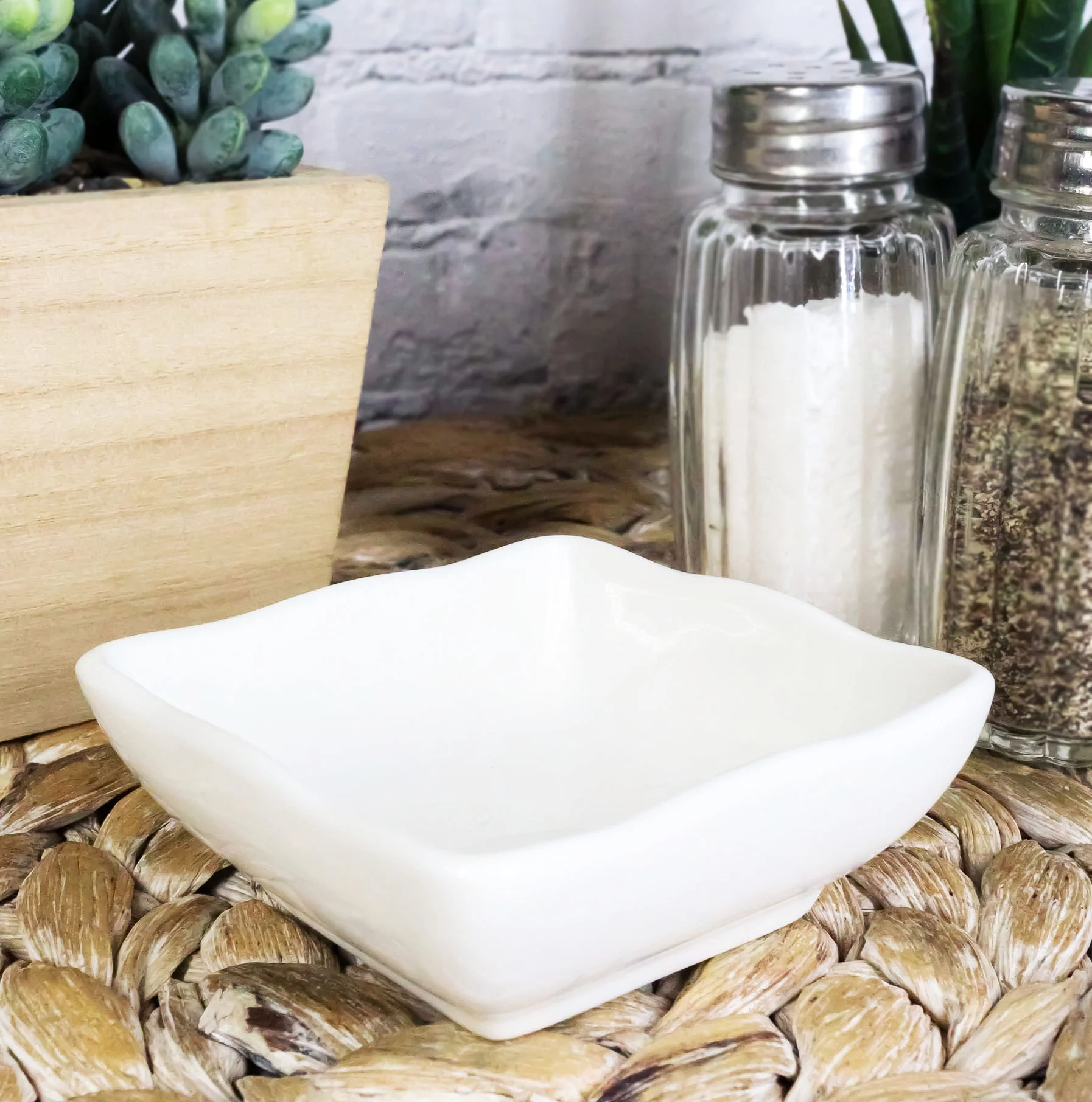 Ebros Contemporary Wavy Artistic Design White Porcelain Condiments Ketchup Mustard BBQ Soy Sauce Dipping Bowl or Dish 2oz Pack of 6 Bowls - Image 8