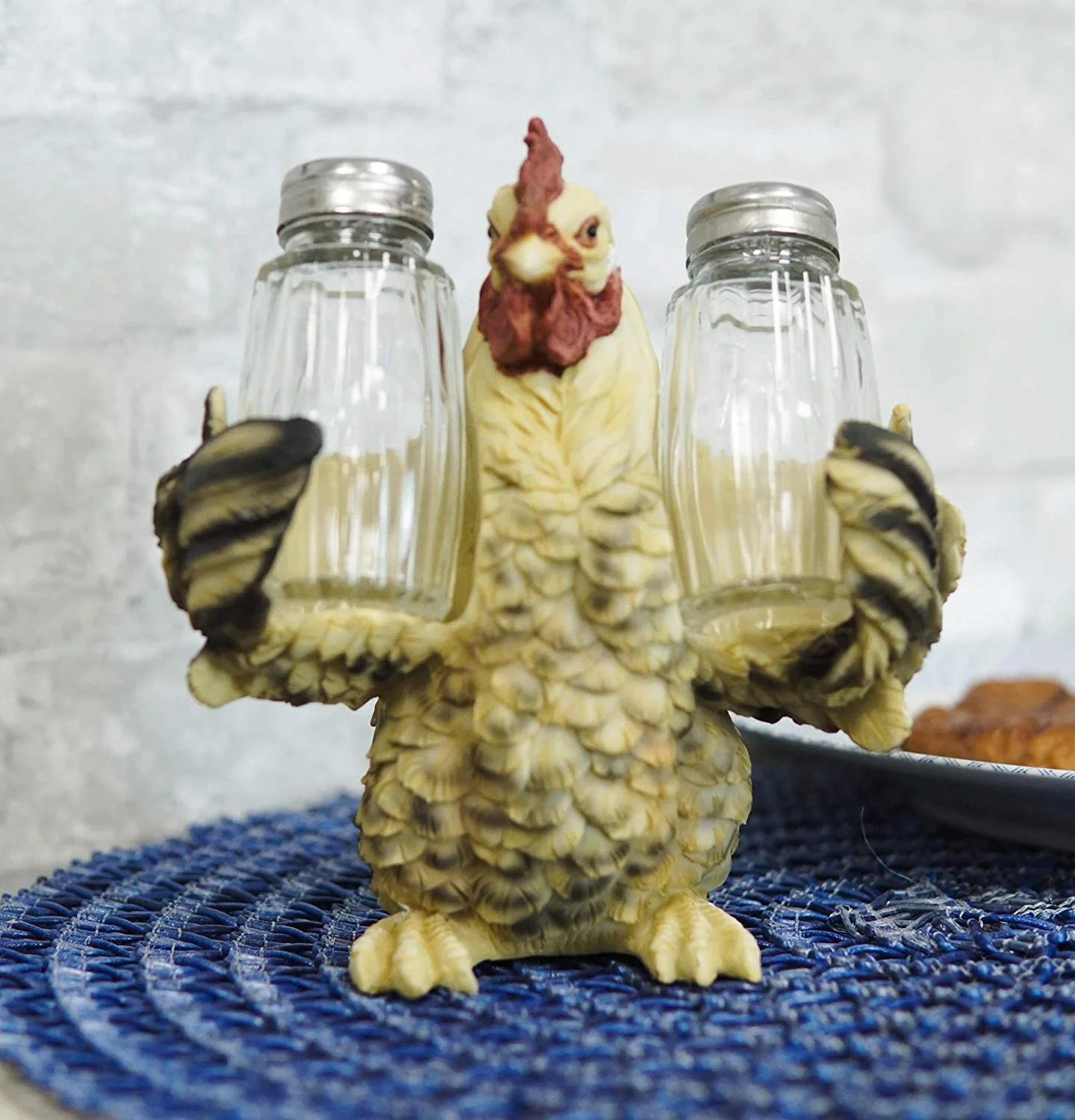 Ebros Country Farm Mother Hen Hugging Glass Salt Pepper Shakers Holder 6" Tall - Image 5