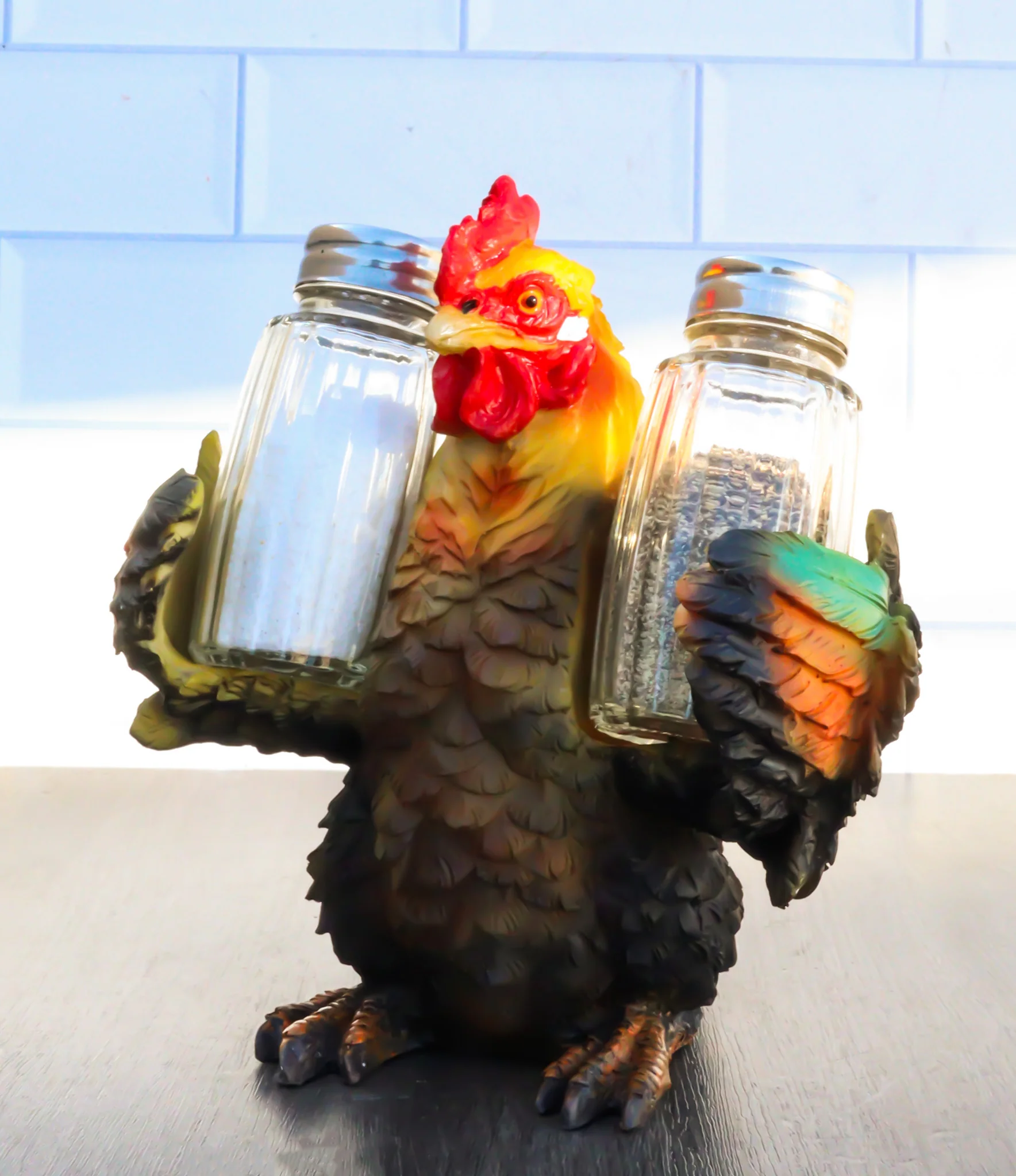 Ebros Country Farm Mother Hen Hugging Glass Salt Pepper Shakers Holder 6" Tall - Image 6