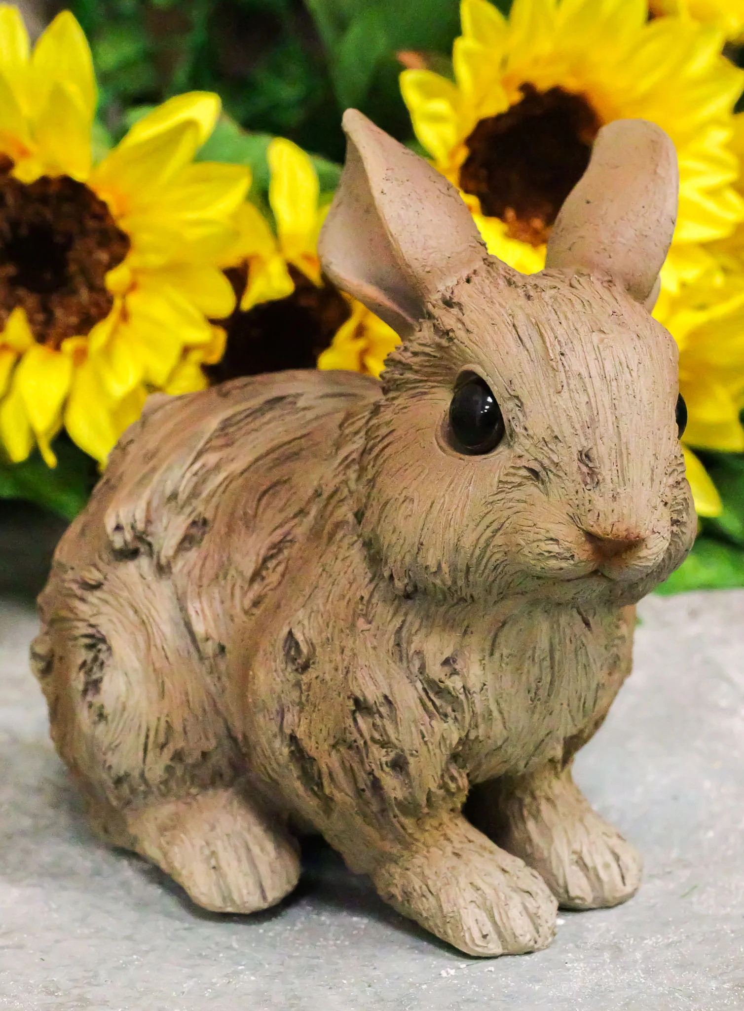 Ebros Crouching Bunny Rabbit Resin Statue 5.5"H Faux Driftwood Finish Figurine - Image 2