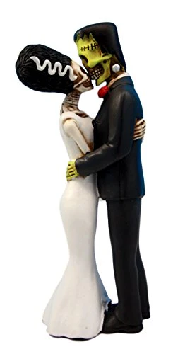 Ebros DOD True Love Kiss Skeleton Frankenstein Bride and Groom Couple Figurine - Image 4