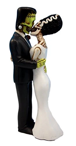 Ebros DOD True Love Kiss Skeleton Frankenstein Bride and Groom Couple Figurine - Image 5
