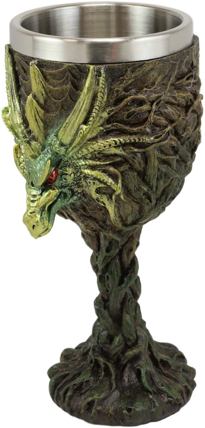 Ebros Dryad Greenman Earth Dragon 5oz Wine Goblet Chalice Cup Fantasy Decor - Image 2