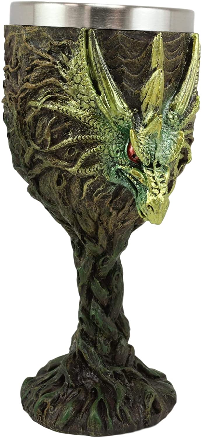 Ebros Dryad Greenman Earth Dragon 5oz Wine Goblet Chalice Cup Fantasy Decor - Image 6