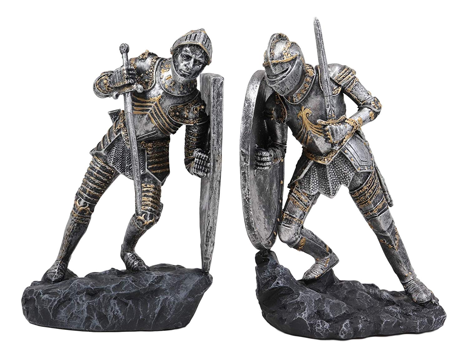Ebros Dueling Crusader Knights with Giant Coat of Arms Shields Bookends Set - Image 5