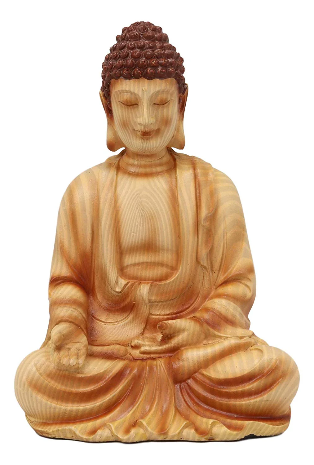 Ebros Eastern Enlightenment Meditating Buddha Gautama Amitabha in Varada Mudra Pose Statue in Rustic Faux Wood Resin Finish for Home Altar Zen Feng Shui Decoration Housewarming Decor Sculpture - Image 3