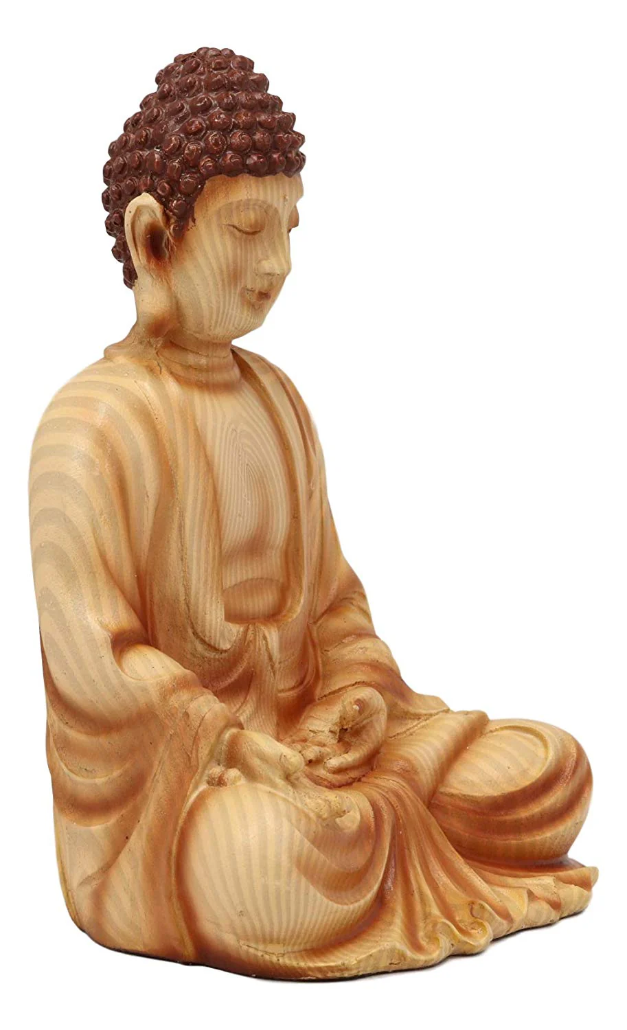 Ebros Eastern Enlightenment Meditating Buddha Gautama Amitabha in Varada Mudra Pose Statue in Rustic Faux Wood Resin Finish for Home Altar Zen Feng Shui Decoration Housewarming Decor Sculpture - Image 4