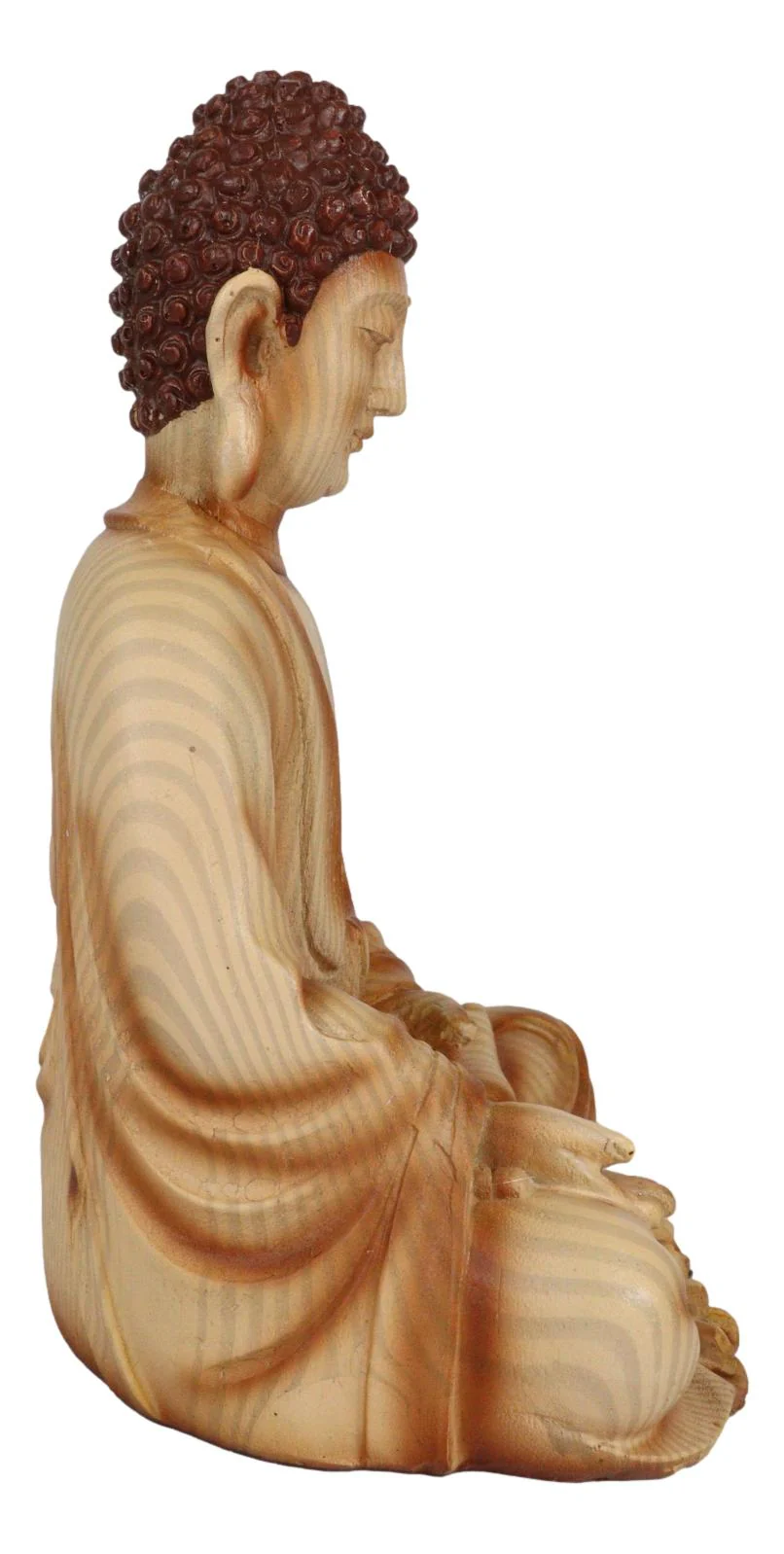Ebros Eastern Enlightenment Meditating Buddha Gautama Amitabha in Varada Mudra Pose Statue in Rustic Faux Wood Resin Finish for Home Altar Zen Feng Shui Decoration Housewarming Decor Sculpture - Image 5