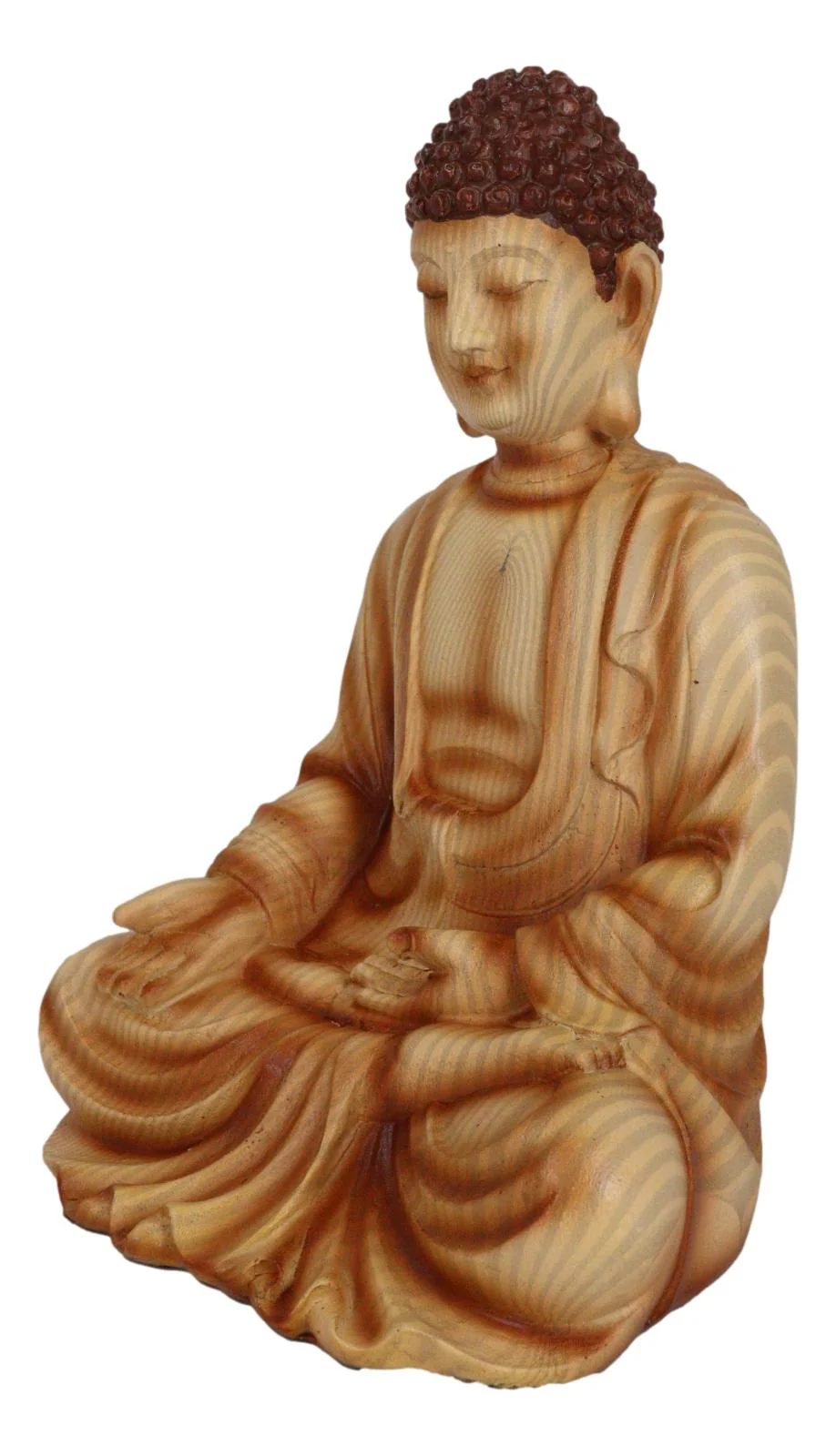 Ebros Eastern Enlightenment Meditating Buddha Gautama Amitabha in Varada Mudra Pose Statue in Rustic Faux Wood Resin Finish for Home Altar Zen Feng Shui Decoration Housewarming Decor Sculpture - Image 7
