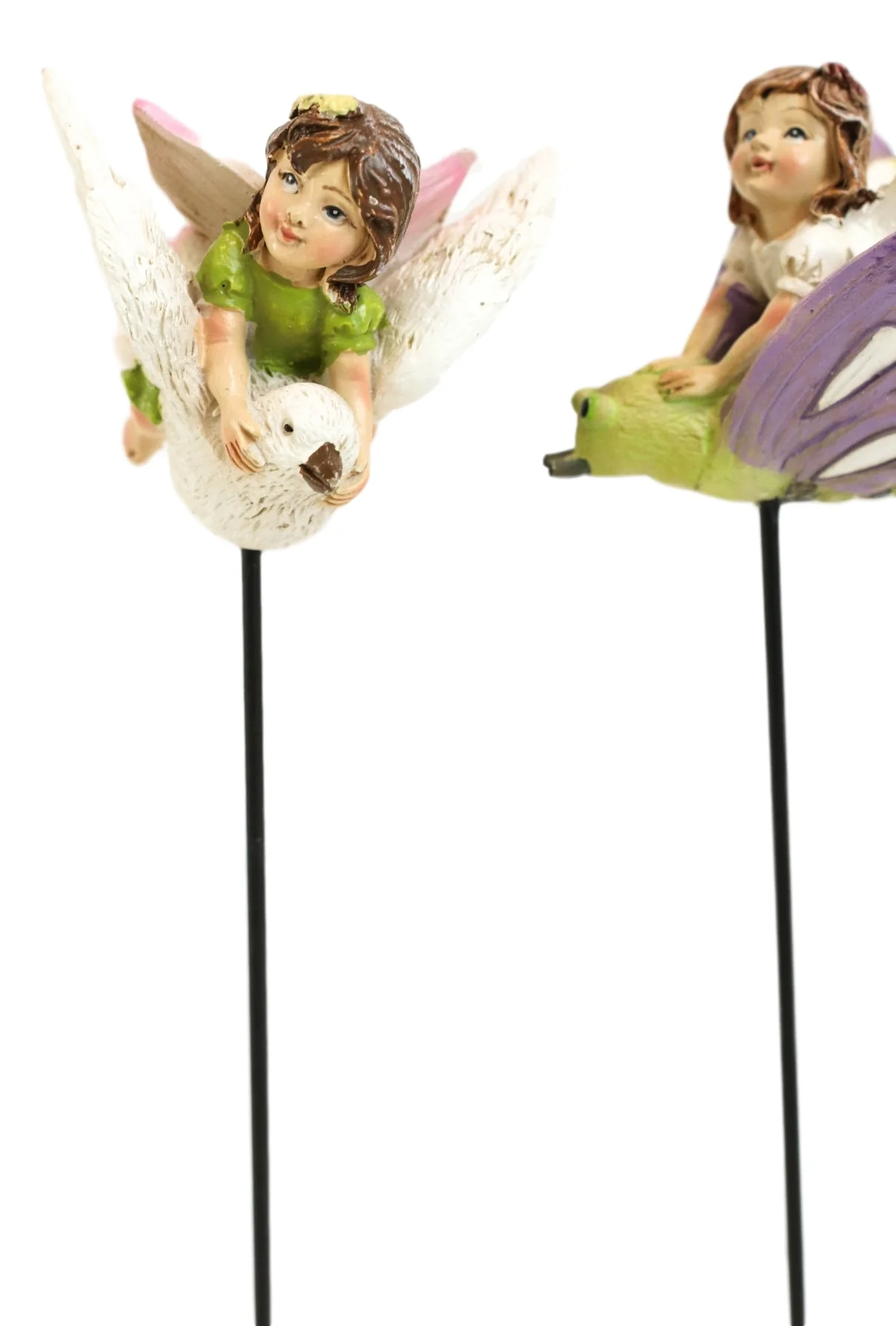 Ebros Fairy Garden Baby Fairies Riding On Stakes Set of 3 Figurine 10"H - Image 4
