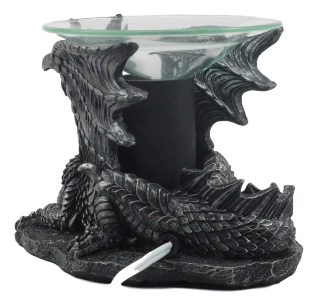 Ebros Mythical Air Behemoth Dragonite Resting Black Dragon Electric Oil Burner Statue - Image 3