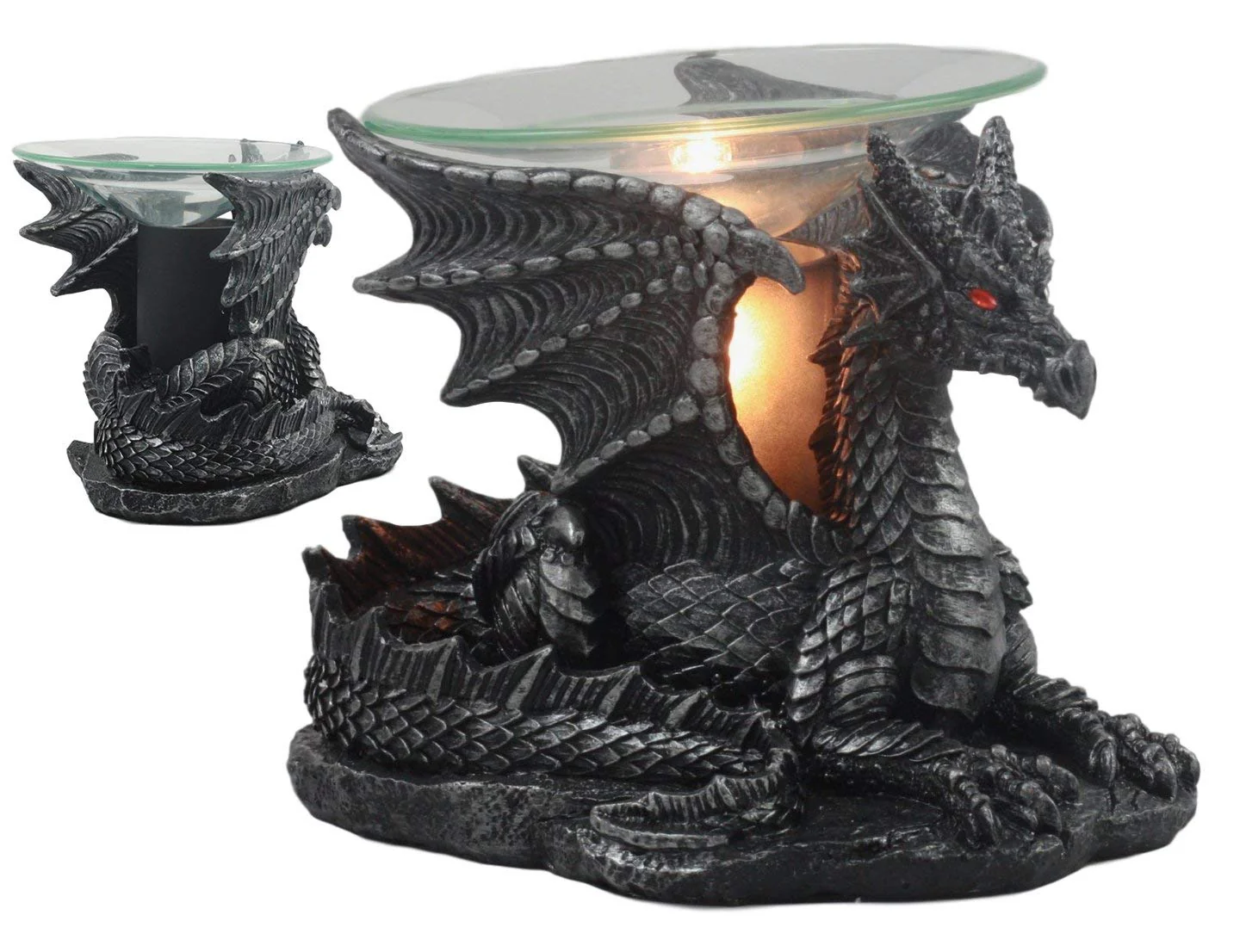 Ebros Mythical Air Behemoth Dragonite Resting Black Dragon Electric Oil Burner Statue - Image 6