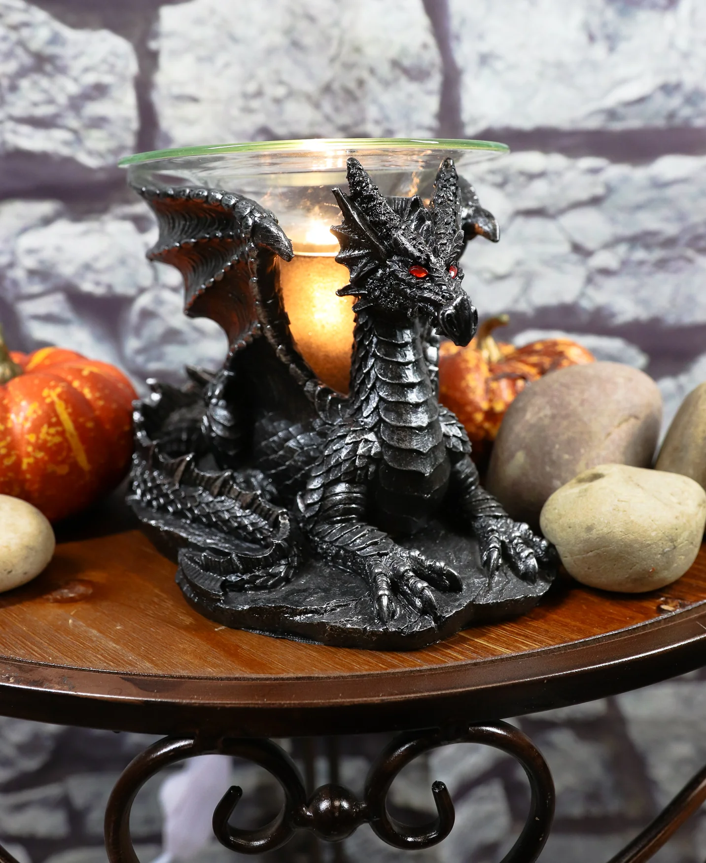 Ebros Mythical Air Behemoth Dragonite Resting Black Dragon Electric Oil Burner Statue - Image 8