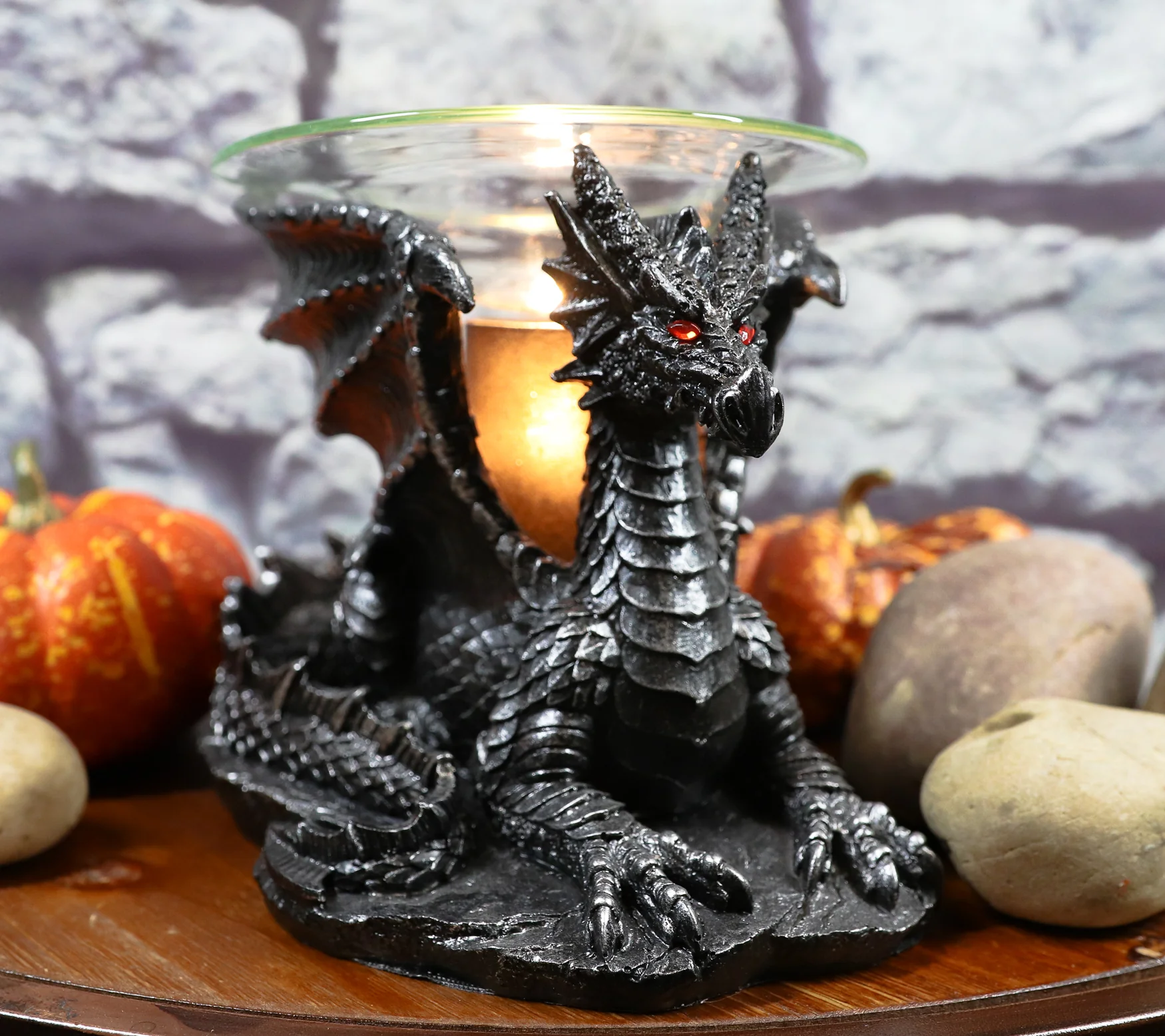 Ebros Mythical Air Behemoth Dragonite Resting Black Dragon Electric Oil Burner Statue - Image 9