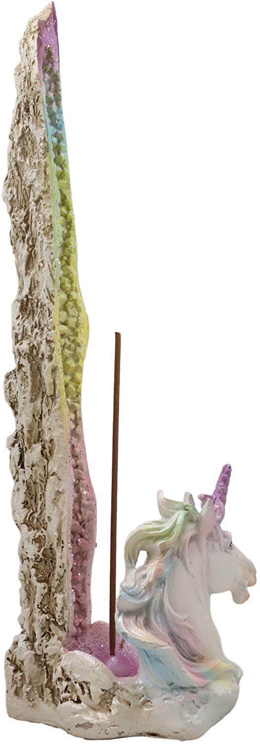 Ebros Fantasy Rainbow Sacred Unicorn by Crystal Pillar Incense Holder Burner - Image 4