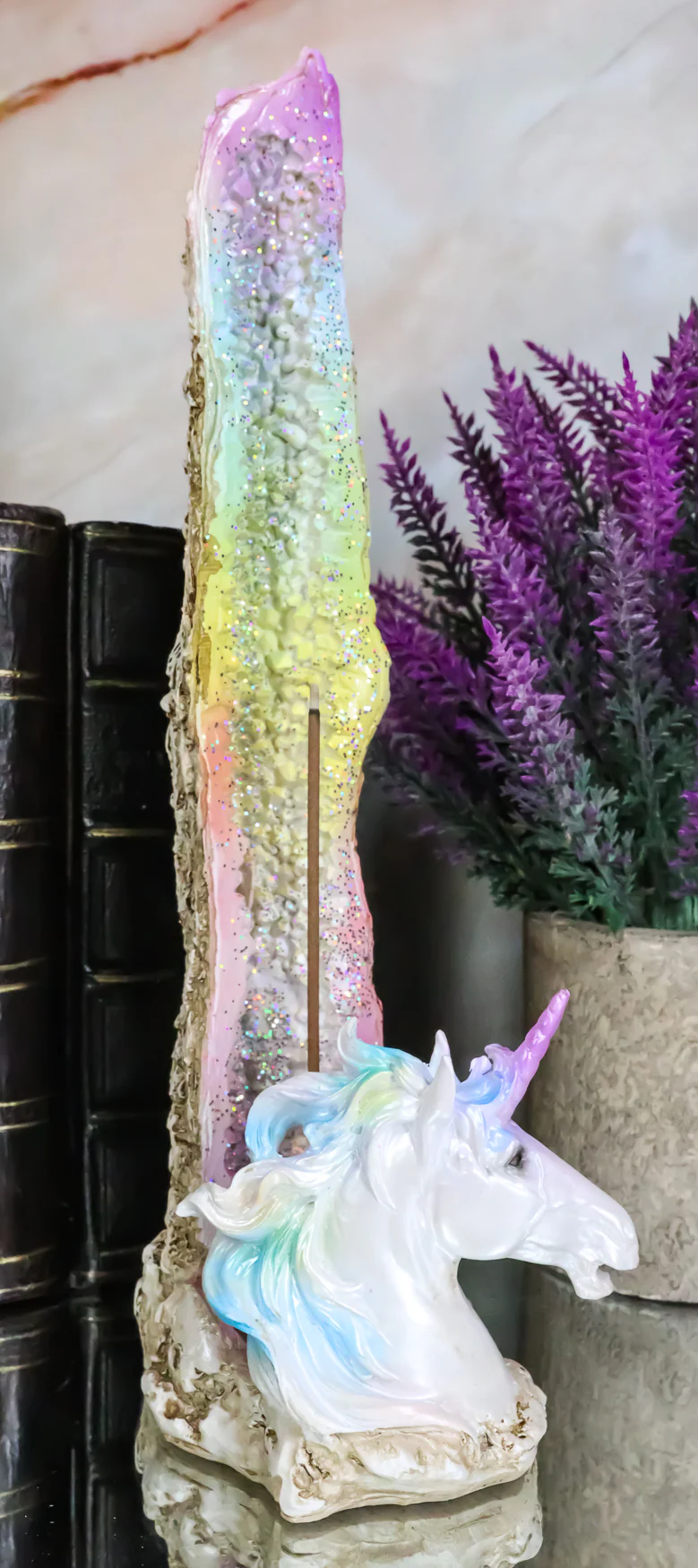 Ebros Fantasy Rainbow Sacred Unicorn by Crystal Pillar Incense Holder Burner - Image 6