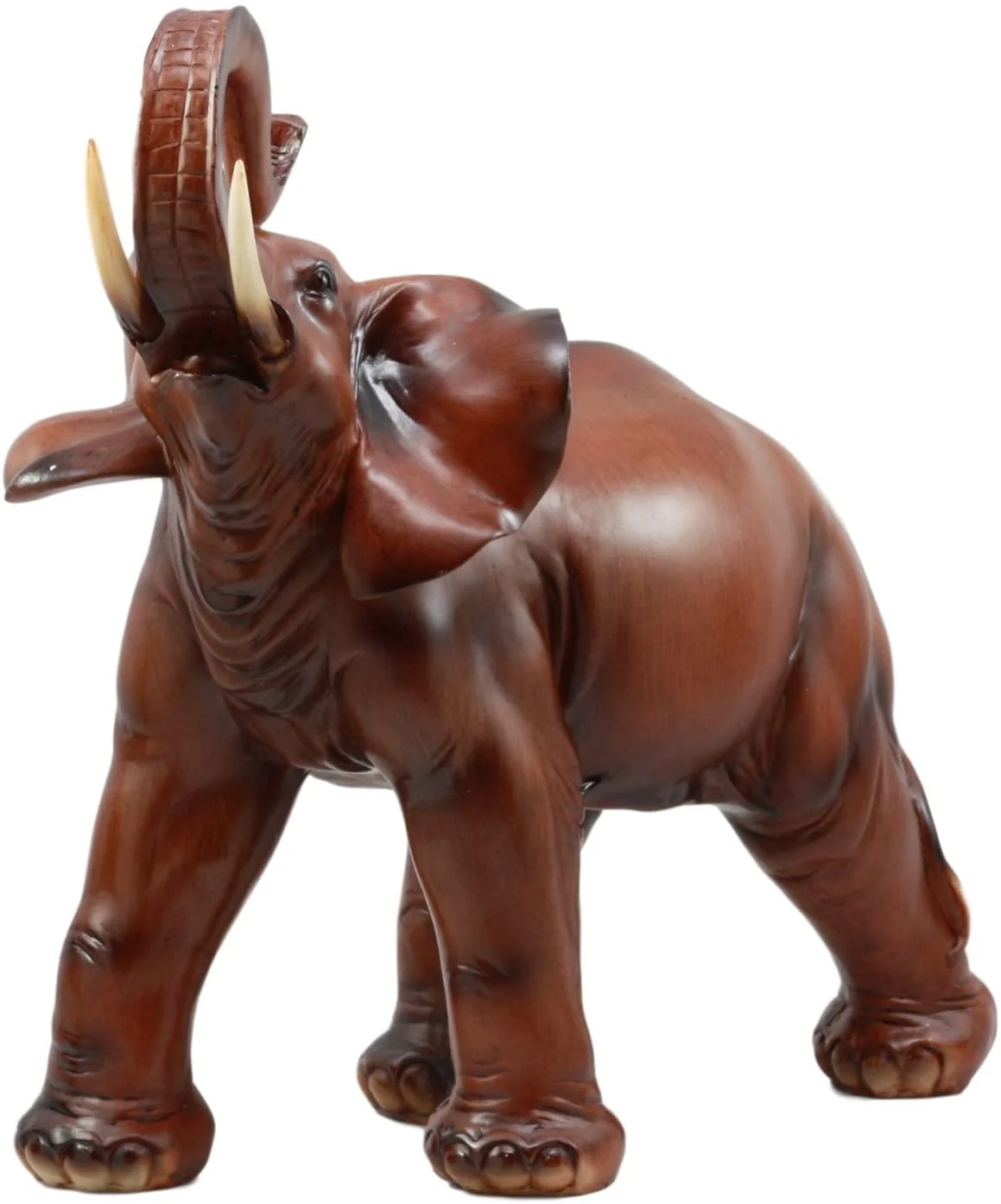 Ebros Faux Mahogany Wood Thai Buddha Elephant With Trunk Up Statue 14.25"Long - Image 6