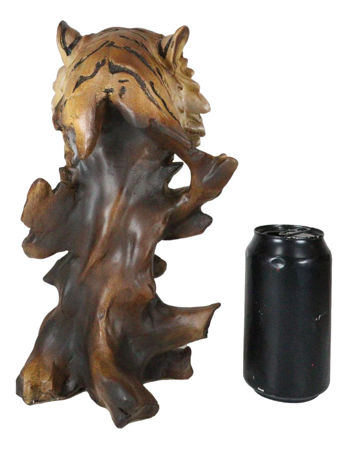 Faux Wood Large Exotic Jungle Wildlife Orange Bengal Tiger Bust Statue 11"Tall - Image 8