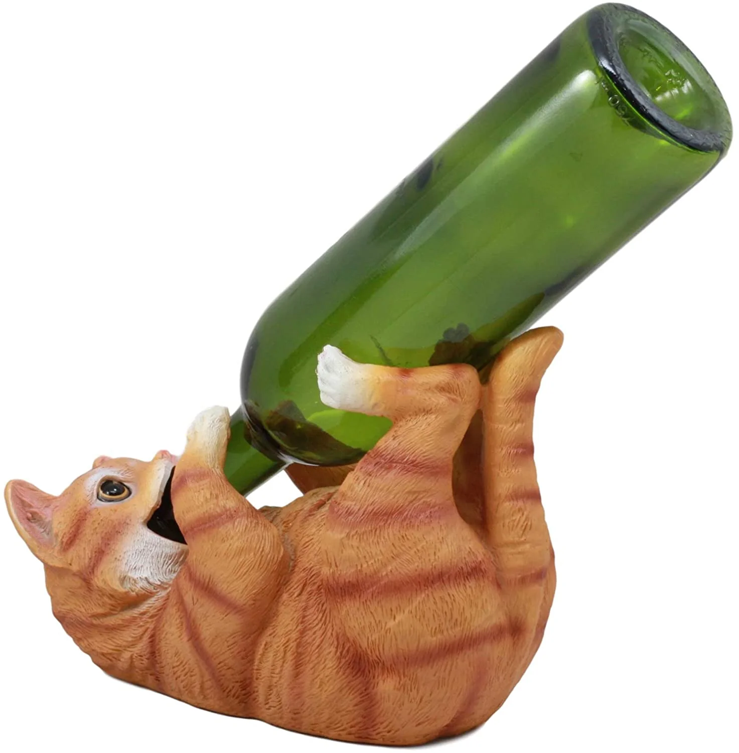 Ebros Feline Tabby Kitty Cat Wine Bottle Holder Caddy (Orange Tabby) - Image 5