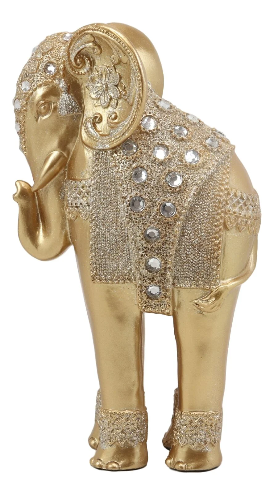 Ebros Feng Shui Royal Gold Ornate Design with Crystals and Glitters Resting Elephant Statue 9.25" High Vastu 3D Zen Elephants Figurine Symbol of Wisdom Wealth Fortune Success and Protection - Image 5
